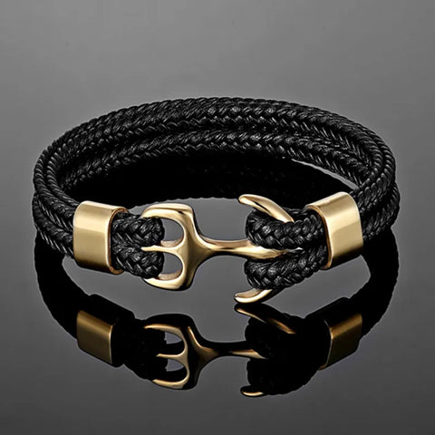 Mens Bracelet, Leather Bracelet with Nautical Anchor, Adjustable Bracelet for Men, Mens Jewelry Gift