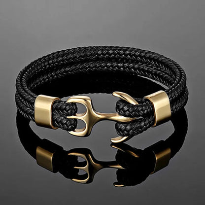 Mens Bracelet, Leather Bracelet with Nautical Anchor, Adjustable Bracelet for Men, Mens Jewelry Gift