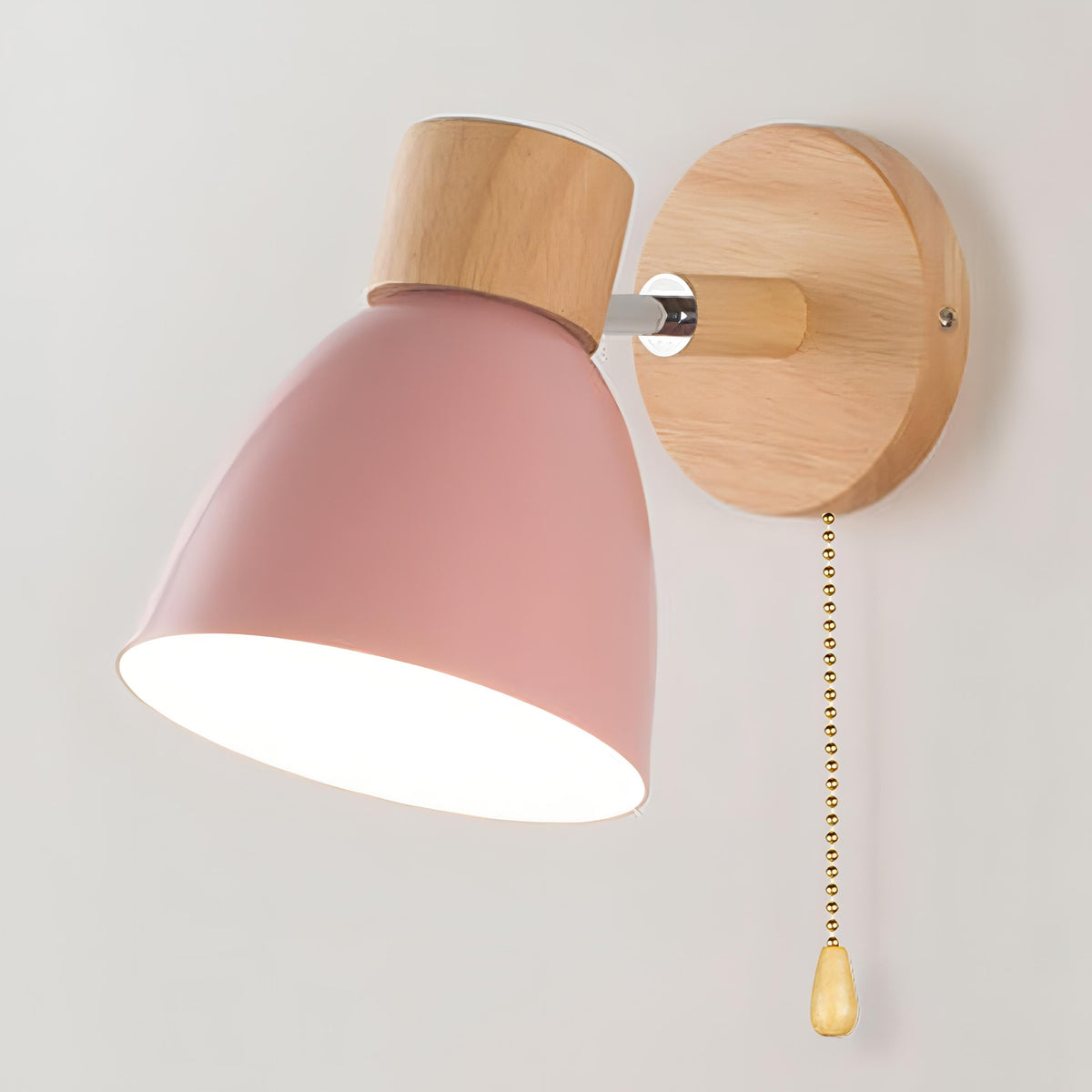Wood and Metal Wall Sconce with Pull Chain Switch for Bedroom Living Room Hallway | Modern Farmhouse Wall Light Fixture E27 Socket
