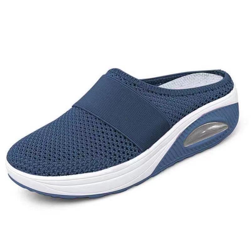 Cushioned Slip-On Walking Sneakers with Air Sole Technology for Women | Breathable Mesh Athletic Shoes for All-Day Standing and Comfort
