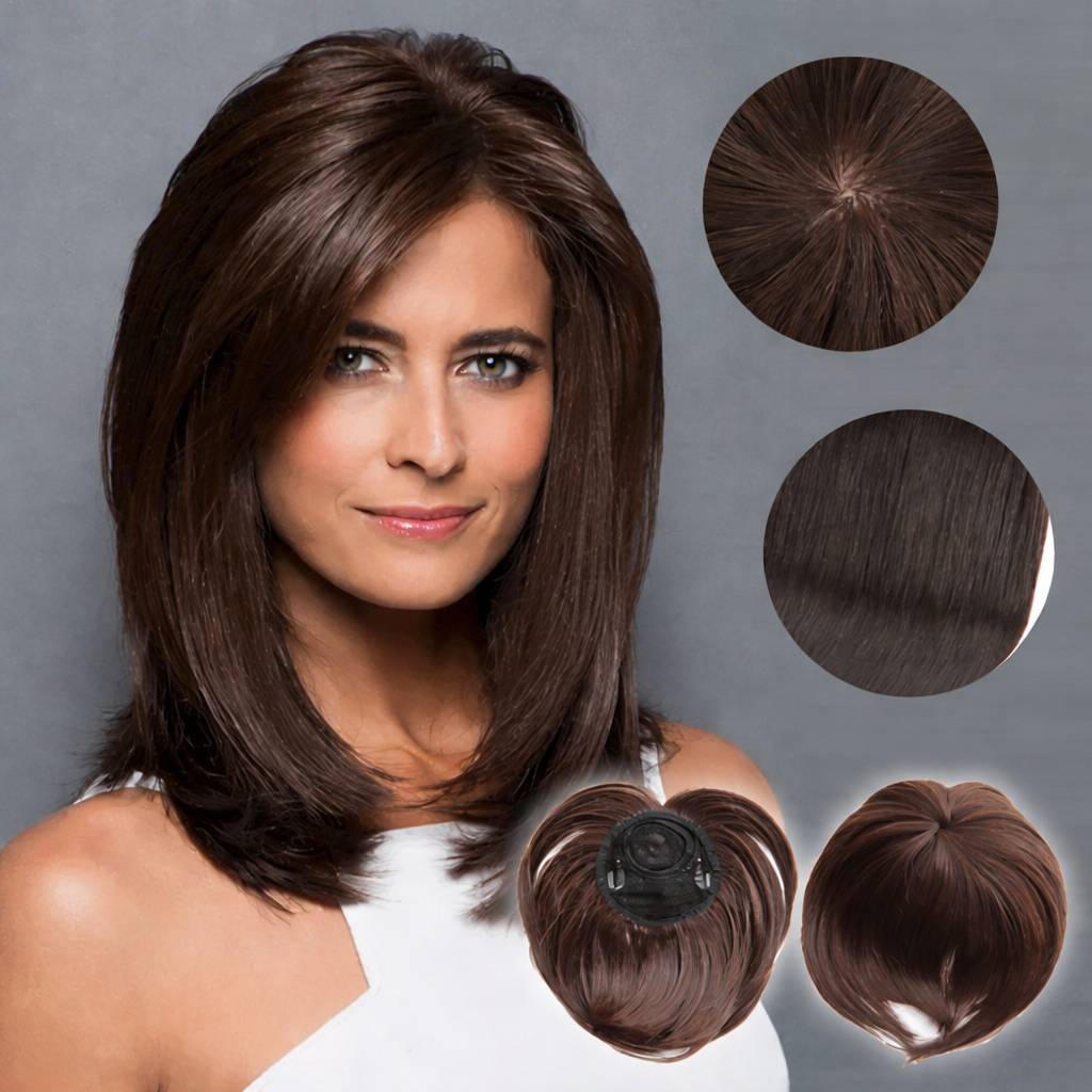 Clip-In Hair Topper for Volume and Coverage | Lightweight Synthetic Fiber Extension with Secure Clips for Thinning Hair or Crown Enhancement