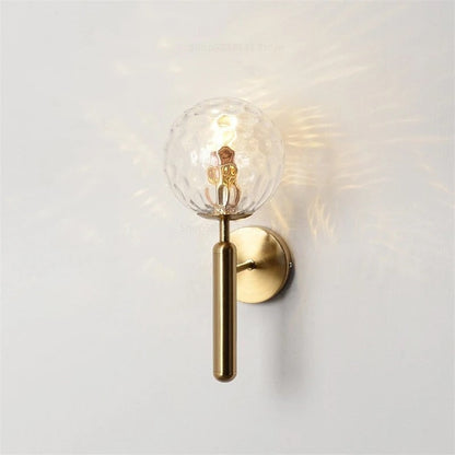 Globe Wall Sconce with 5.5-Inch Glass Shade Black and Gold Finish Bedroom Hallway Ambient Light E14 Socket Modern Minimalist Design for Entr