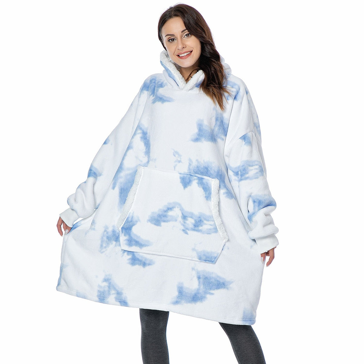 Oversized Wearable Blanket Hoodie with Pocket – Soft Fleece Throw for Couch & Bed – One Size Adults & Teens