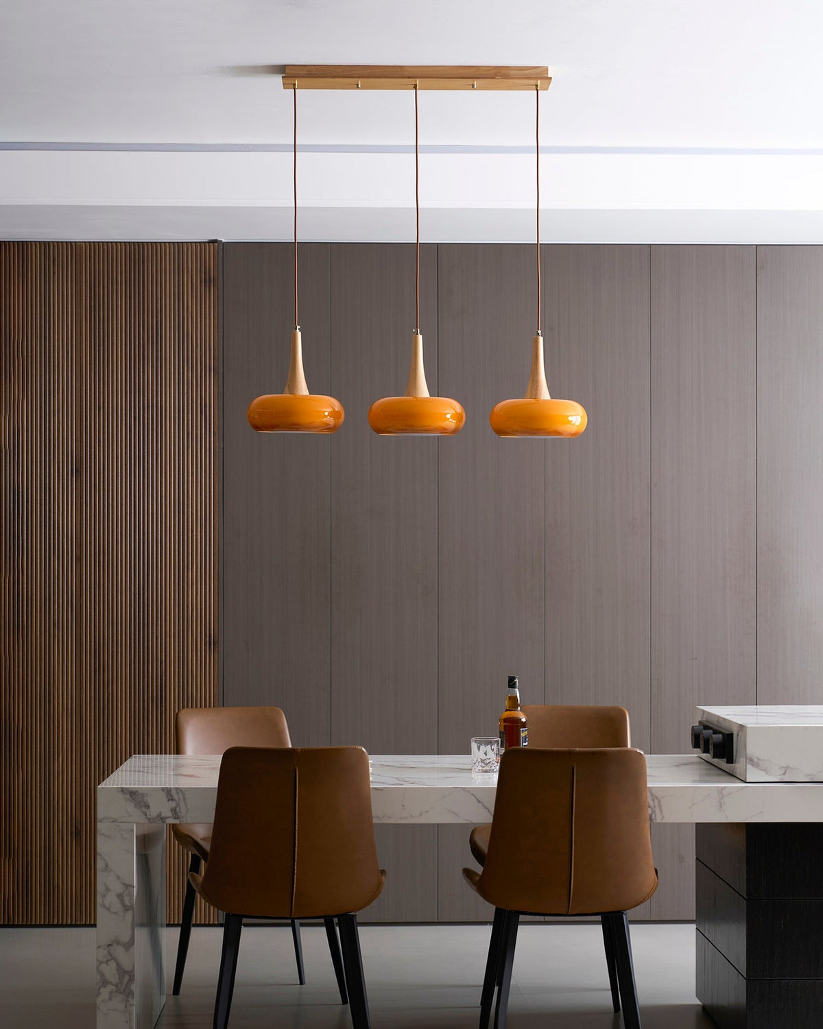 Hanging Light Fixture Metal Glass Wood Multi-Head Kitchen Island Dining Room Ceiling Lamp Indoor E26 E27 Socket Adjustable Wire Modern Home