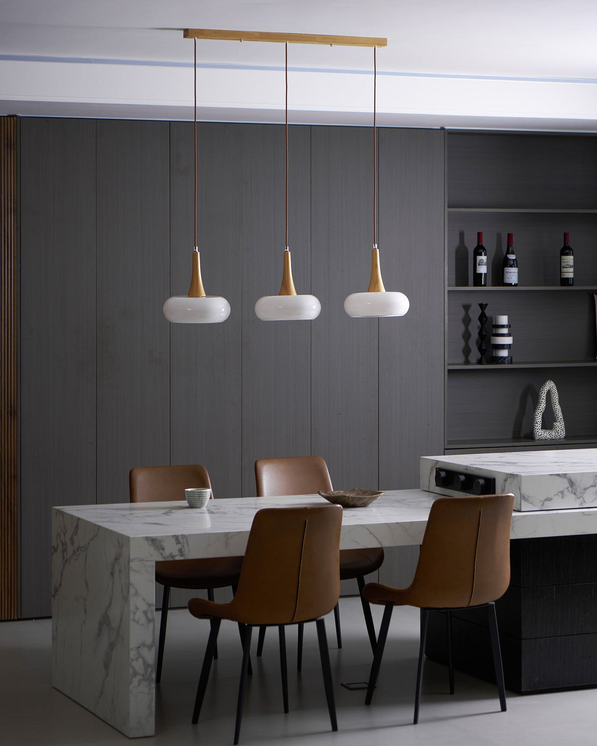 Hanging Light Fixture Metal Glass Wood Multi-Head Kitchen Island Dining Room Ceiling Lamp Indoor E26 E27 Socket Adjustable Wire Modern Home