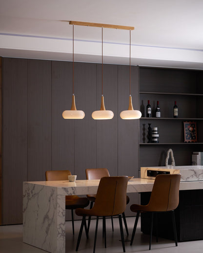 Hanging Light Fixture Metal Glass Wood Multi-Head Kitchen Island Dining Room Ceiling Lamp Indoor E26 E27 Socket Adjustable Wire Modern Home