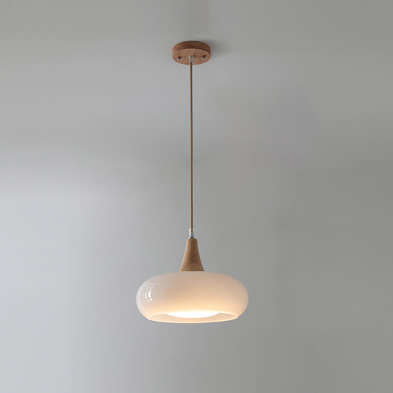 Wood & Amber Glass Pendant Light – Single, Double or Triple Head Design for Kitchen & Dining Room