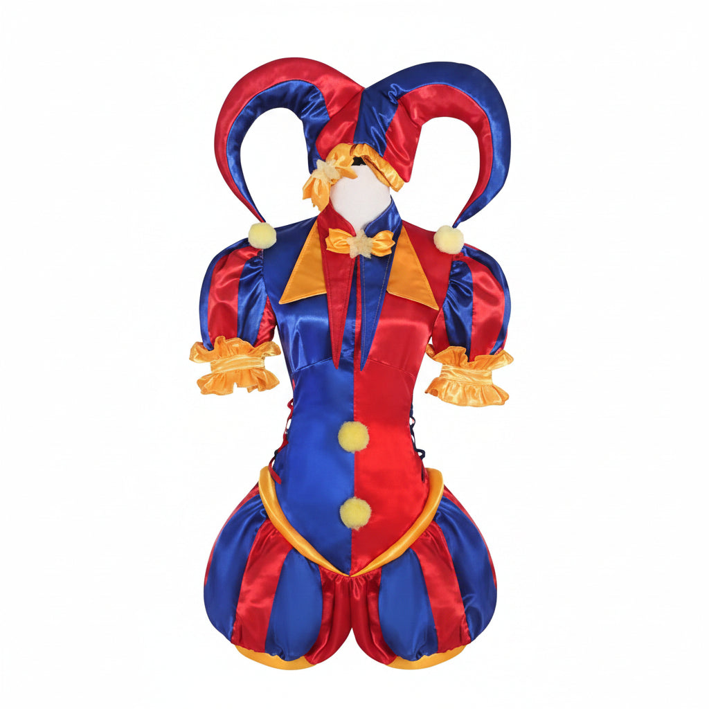 Festive Jester Costume | Complete Women's Outfit with Hat & Gloves for Fun Celebrations
