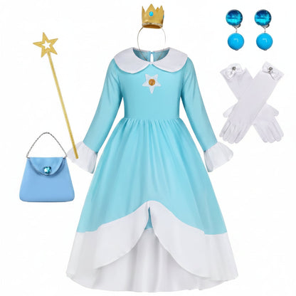 Enchanting Princess Costume Set for Girls with Crown & Wand | Perfect for Dress-Up and Themed Events