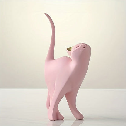 Hand-Painted Cat Statue - Elegant Scandinavian Design for Home Decor