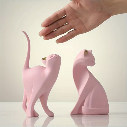 Hand-Painted Cat Statue - Elegant Scandinavian Design for Home Decor