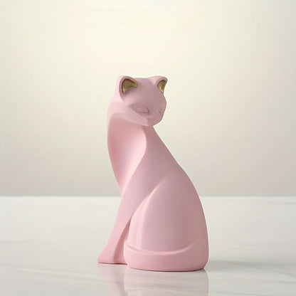 Hand-Painted Cat Statue - Elegant Scandinavian Design for Home Decor