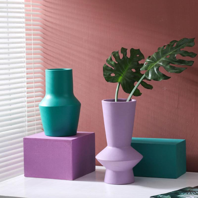 Handcrafted Bright Color Ceramic Flower Vase - Elegant Home Decor