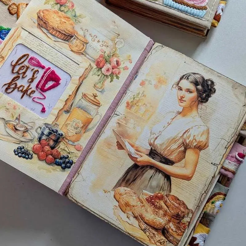 Hand-Embroidered Recipe Journal with Splash-Resistant Pages for Home Cooks & Meal Planning