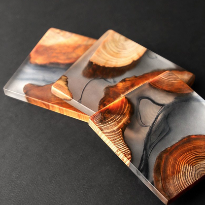 Handmade Custom Coasters for Drinks – Unique Pine Wood and Resin Design, Nature-Inspired Home Decor