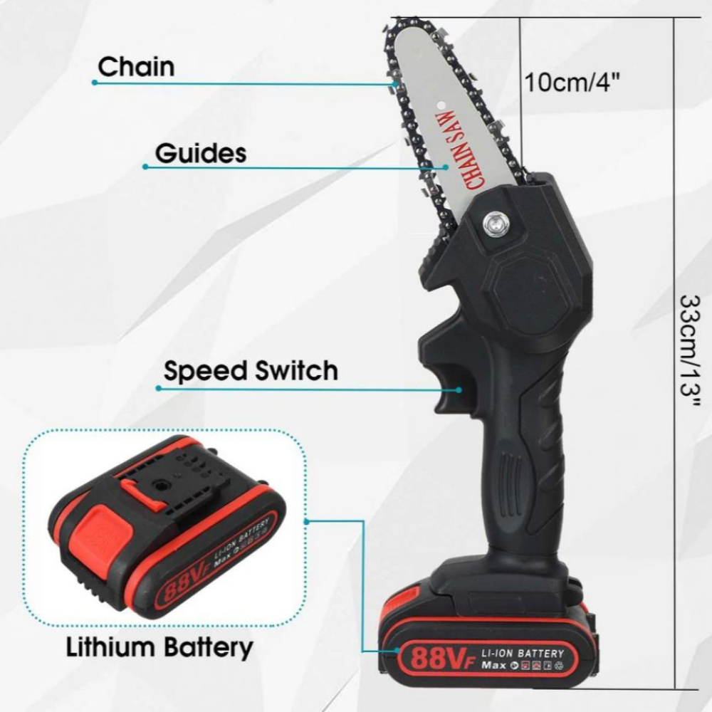 Lightweight Cordless Mini Chainsaw 1.5 lb Battery-Powered Pruner One-Handed Tree Trimmer for Garden Yard Landscaping Branch Cutting Home Out
