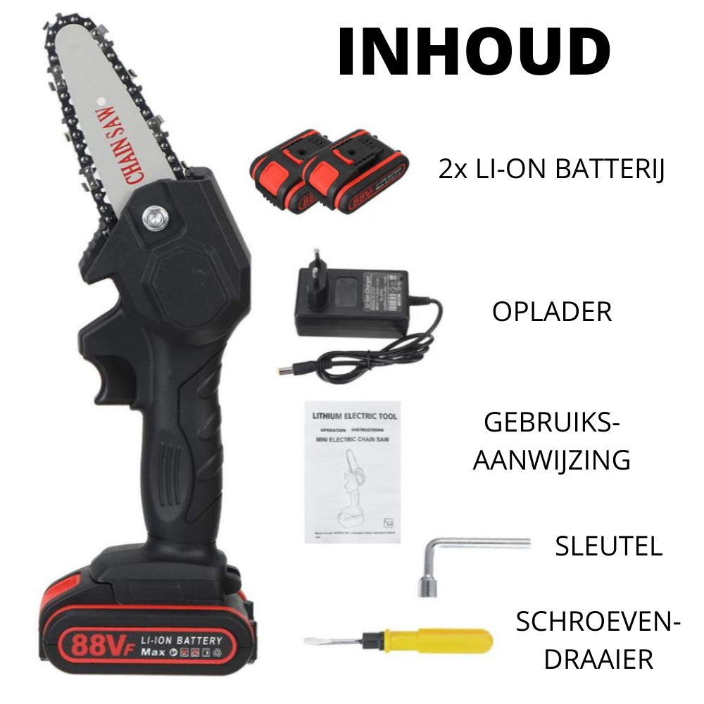 Lightweight Cordless Mini Chainsaw 1.5 lb Battery-Powered Pruner One-Handed Tree Trimmer for Garden Yard Landscaping Branch Cutting Home Out