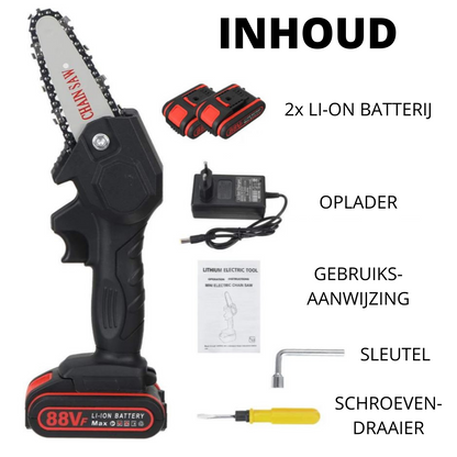 Cordless Electric Mini Chainsaw with 2 Batteries – Compact One-Hand Pruning Saw for Trees & Yard Work