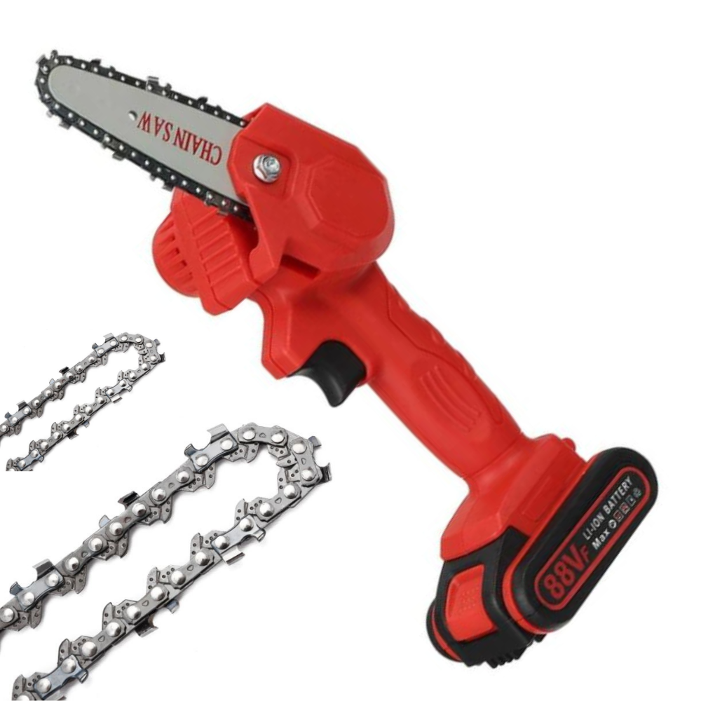 Lightweight Cordless Mini Chainsaw 1.5 lb Battery-Powered Pruner One-Handed Tree Trimmer for Garden Yard Landscaping Branch Cutting Home Out