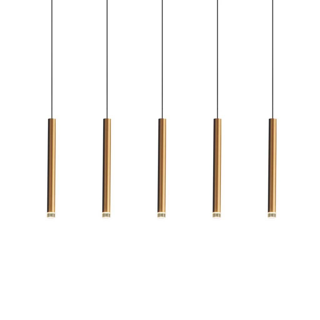 Slim Gold Tube LED Ceiling Light for Kitchen Island & Dining Room – Adjustable Drop Height, 1-5 Heads, Modern Minimalist Design
