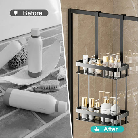 Sleek Shower Caddy - Stainless Steel, Space-Saving Organizer