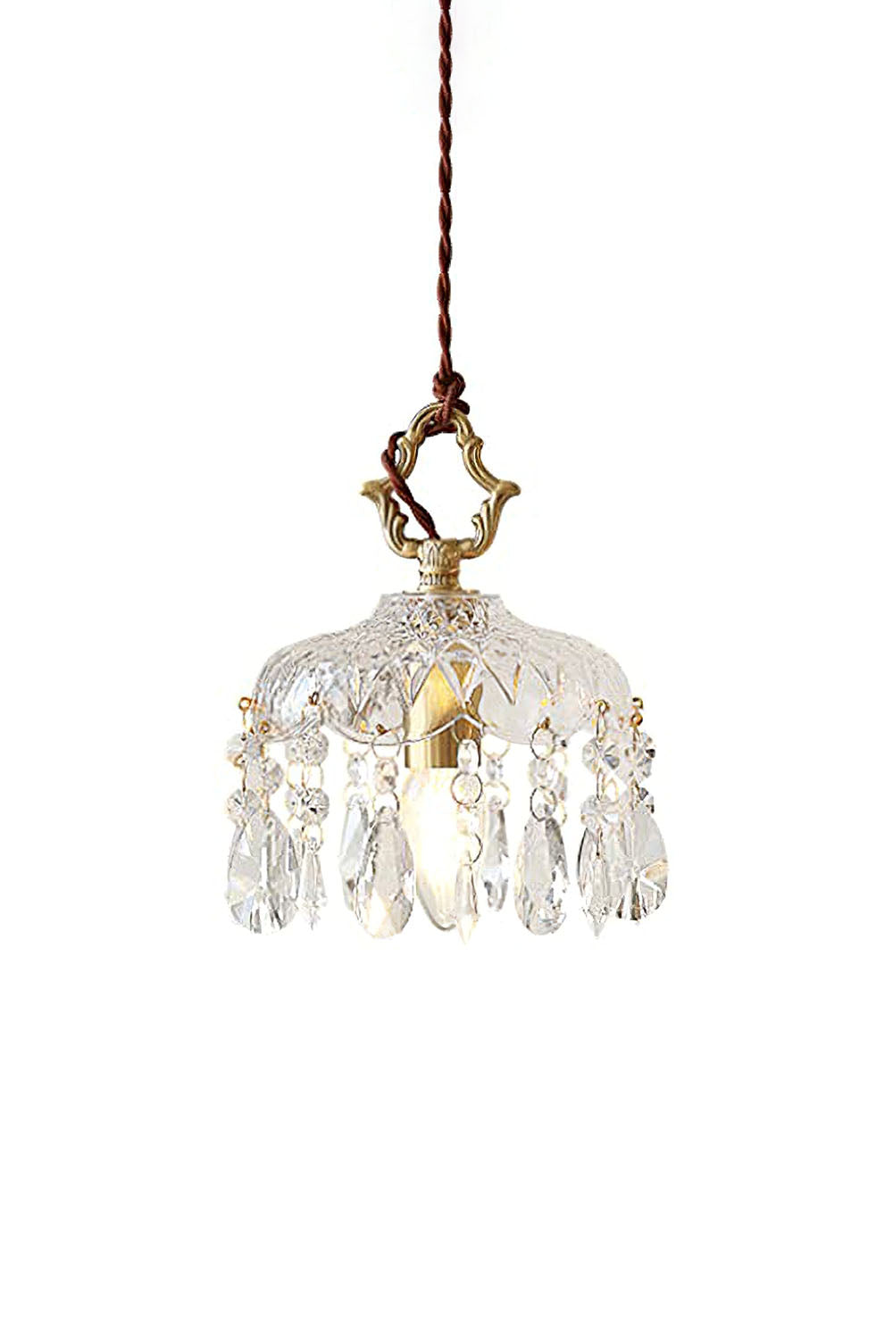 Retro Hanging Ceiling Fixture with Textured Shade for Kitchen Island Entryway Dining Room | Hardwired Single-Bulb Suspended Lighting