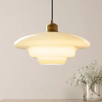 White Glass Hanging Ceiling Fixture 12.6 in Adjustable Cord Modern Island Light for Kitchen Dining Room Bedroom Foyer E27 Base Art Deco Styl