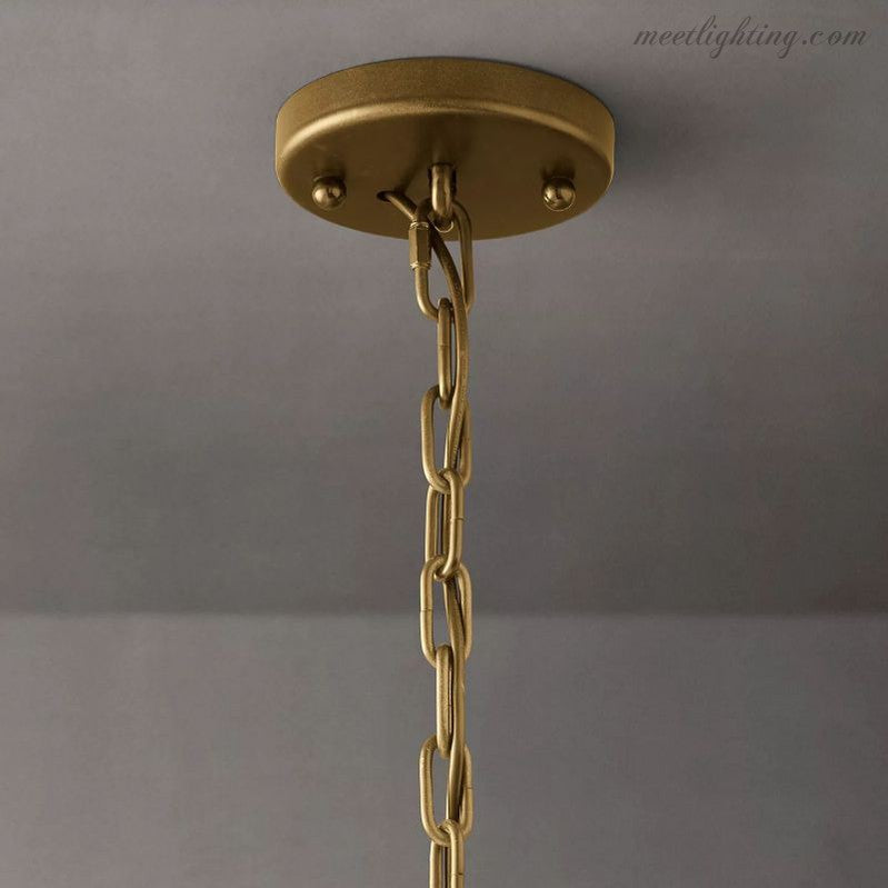 19-Inch Round Crystal Chandelier with Faceted Glass Prisms for Dining Room & Living Room