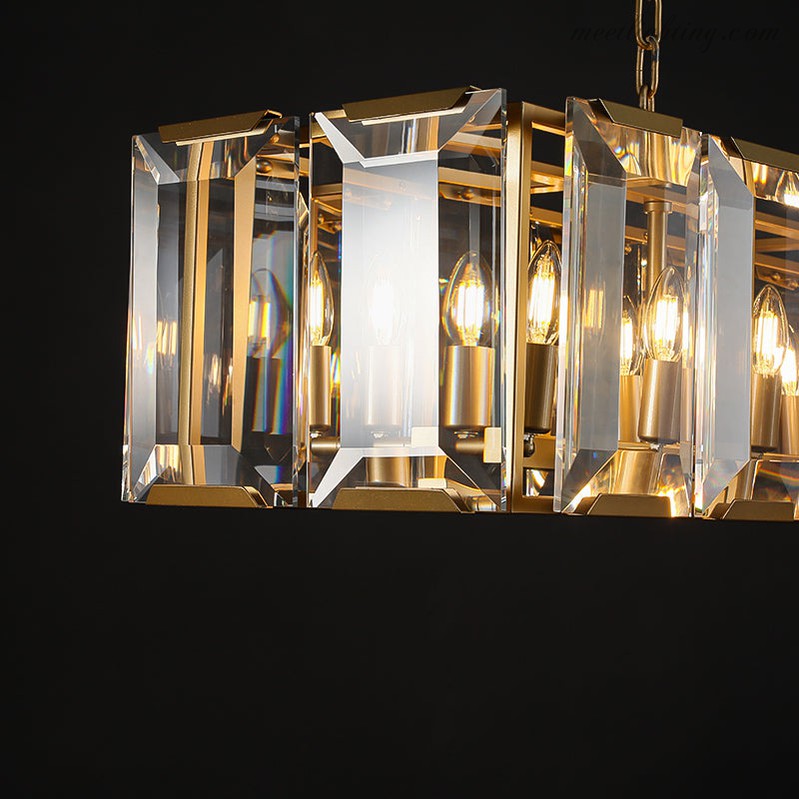 19-Inch Round Crystal Chandelier with Faceted Glass Prisms for Dining Room & Living Room
