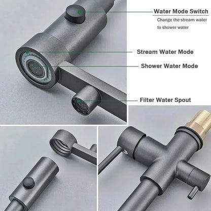Harmony | 3-Way Pull-Down Kitchen Faucet with Smooth Spray Head | Dual-Handle Control for Versatile Water Access