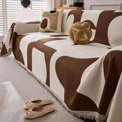 Plush Textured Throw Blanket Plaid Chenille 71x91 Inch for Couch Sofa Bed Layer Green Gray Brown Beige Orange Black Lightweight Home