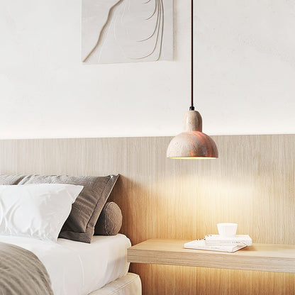 Stone Hanging Lamp E26 40W Natural Texture Overhead Light for Island Counter Breakfast Nook Focused Downlight