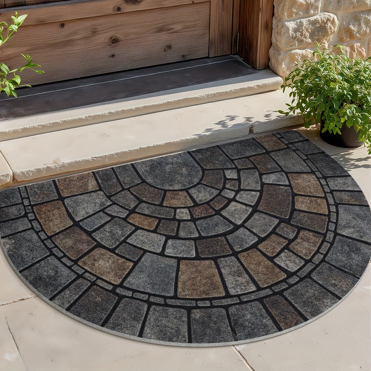 Haven Mosaic Door Mat - Non-Slip Polyester, Indoor Outdoor Use