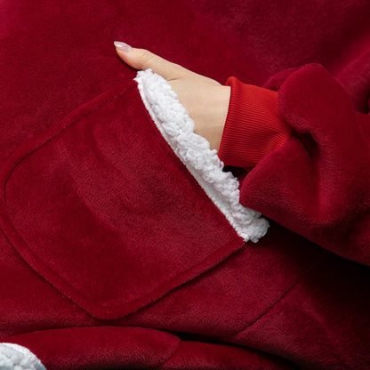 Oversized Wearable Blanket Hoodie with Pocket – Soft Fleece Throw for Couch & Bed – One Size Adults & Teens