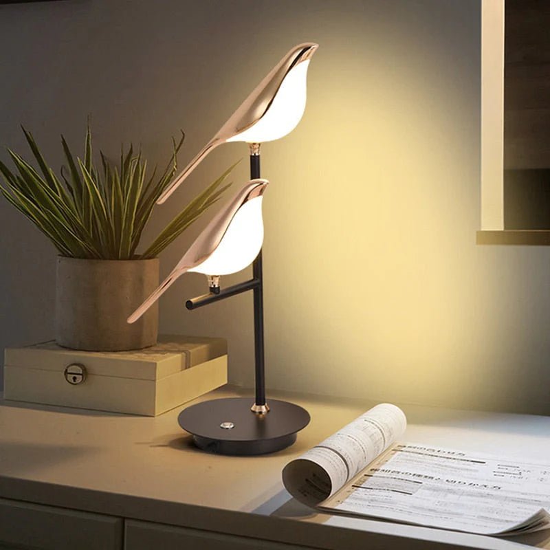 Sculptural Bird Accent Lamp with Integrated LED 22-Inch Gold Metal for Bedroom Nightstand Side Table Home Office Desk Modern Decorative Ligh