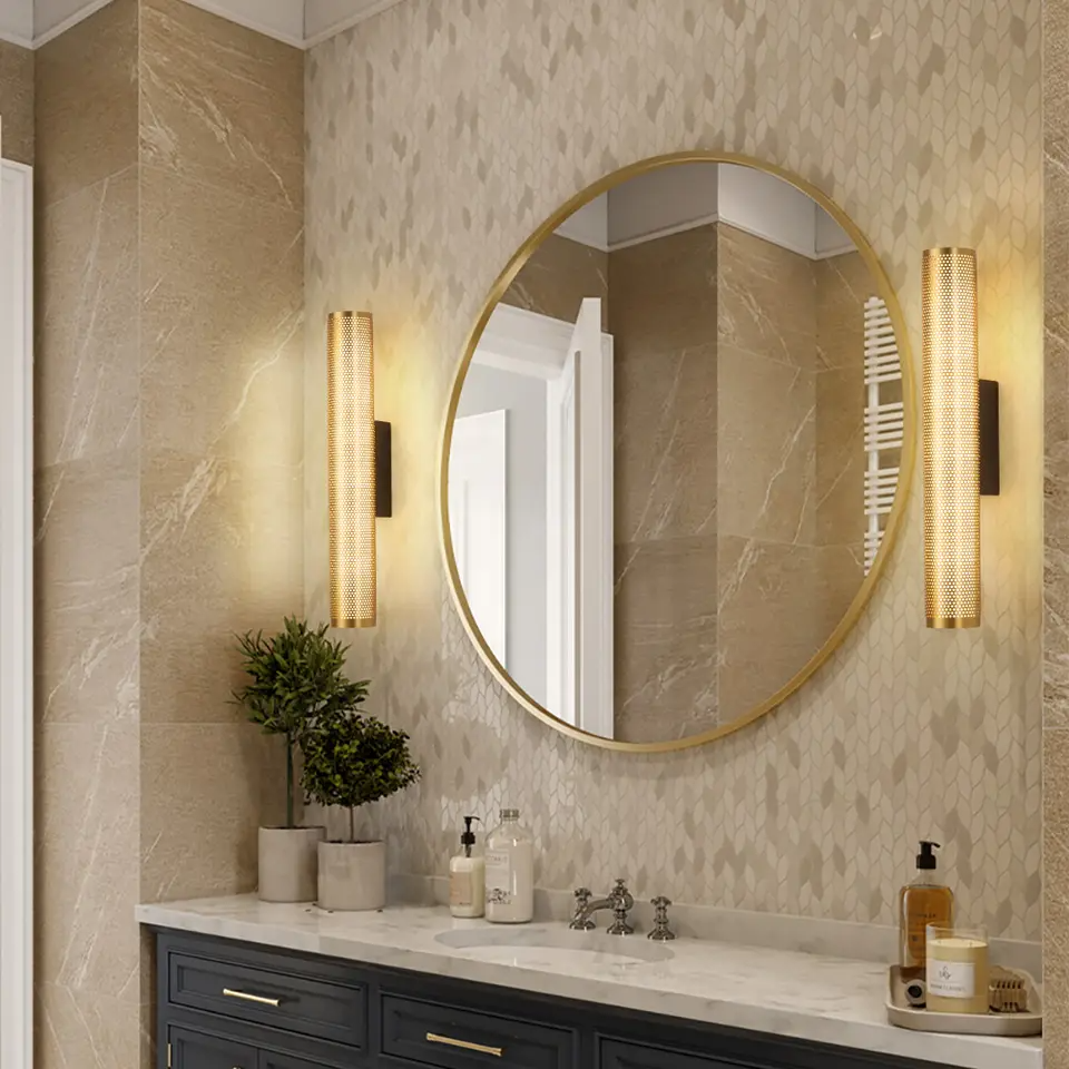 Hardwired Bathroom Vanity Light Fixture with Gold Finish, Modern Wall Mount Sconce for Bedroom, Living Room, Powder Room & Hallway