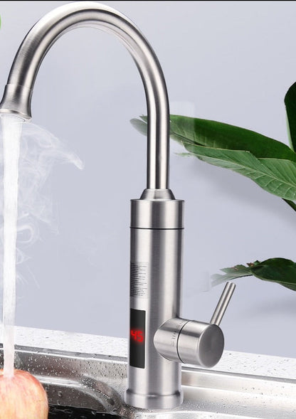 Instant Hot Water Faucet with Digital Temperature Display – Touchless Sensor Kitchen Tap, 3000W Electric Water Heater, Stainless Steel
