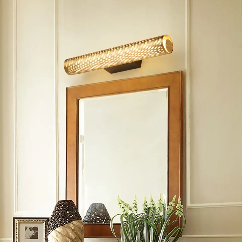 Hardwired Bathroom Vanity Light Fixture with Gold Finish, Modern Wall Mount Sconce for Bedroom, Living Room, Powder Room & Hallway