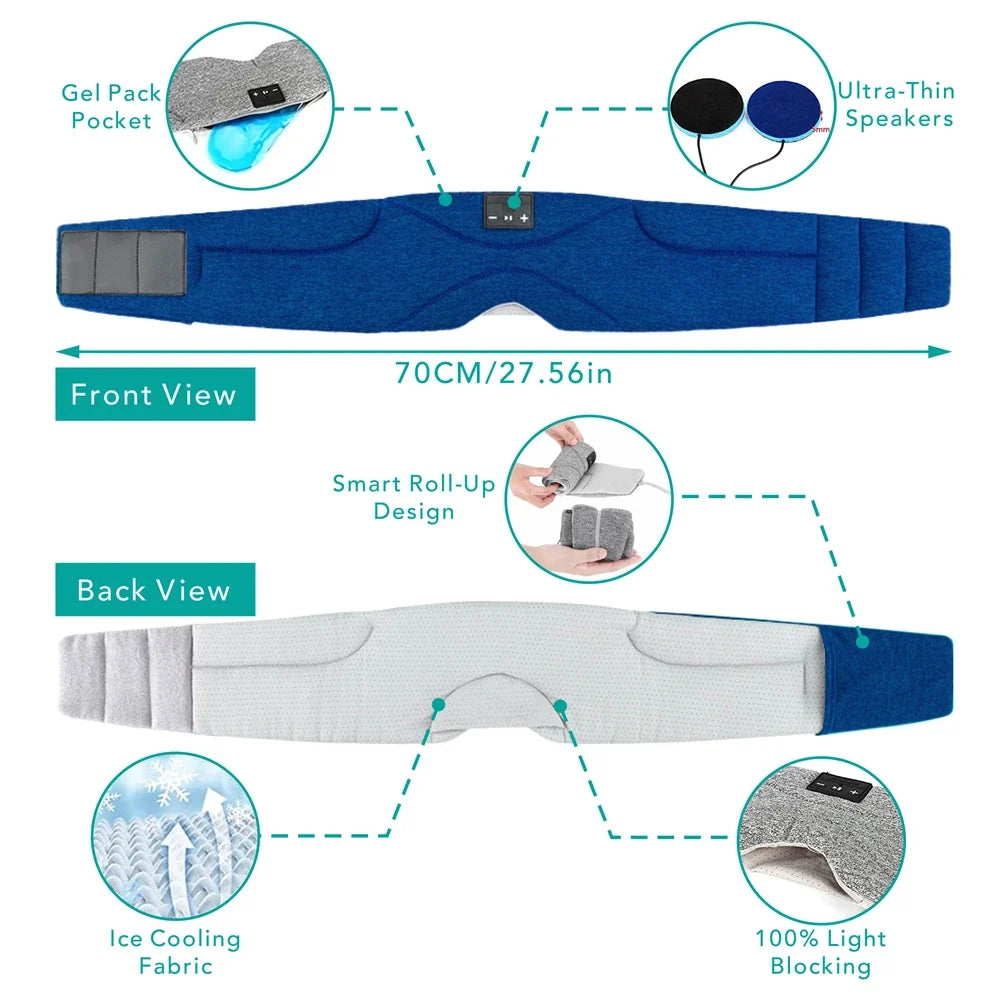 ComfortZone | Bluetooth Sleep Eye Mask with 100% Light Block & Soft Speakers | Perfect for Side Sleepers