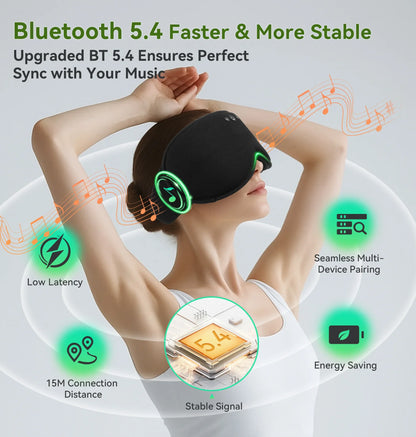 Serenity Sleep | Bluetooth 3D Eye Mask with Light Blocking & Music Playback | Comfortable Design for Restful Sleep