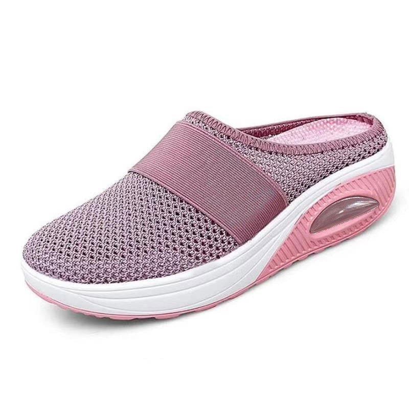 Cushioned Slip-On Walking Sneakers with Air Sole Technology for Women | Breathable Mesh Athletic Shoes for All-Day Standing and Comfort