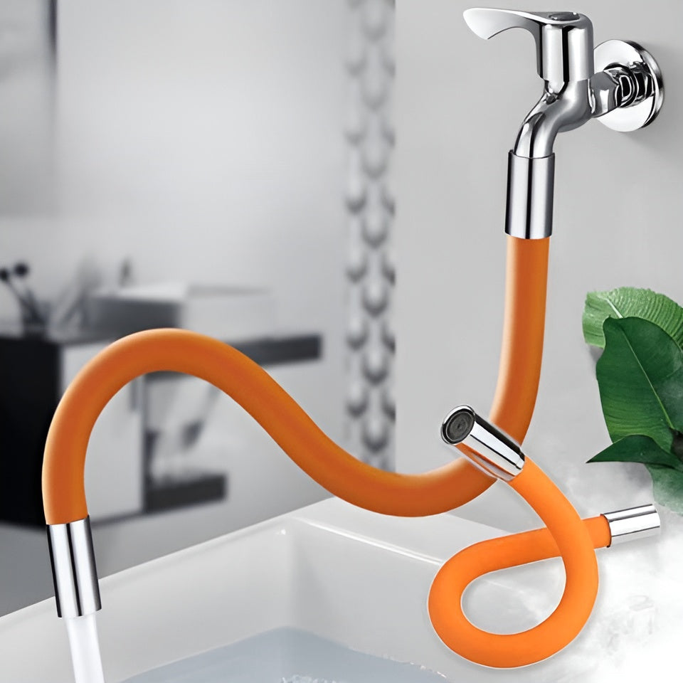 Rotating Faucet Extender with Bendable Silicone Spout for Kitchen & Bathroom Sink – 360° Swivel Tap Extension Adapter for Cleaning, Filling,