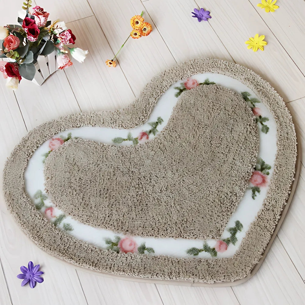 Haven Bath Mat - Heart-Shaped Soft Microfiber, Non-Slip Design