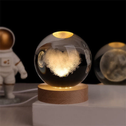 Cosmic Crystal Ball Night Light with LED Color Display | 25 Space Designs | USB Powered Galaxy Sphere Lamp for Bedroom, Living Room & Gift