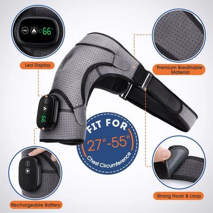 Heated Shoulder Brace with Adjustable Warmth & Vibration | Ergonomic Support for Daily Relief