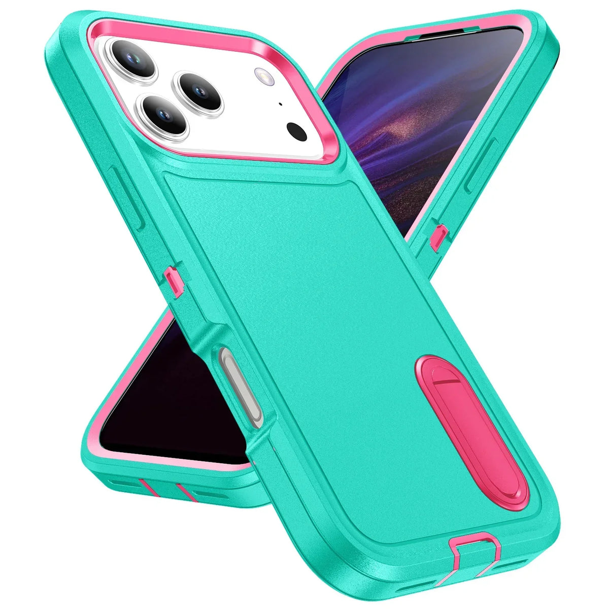 Rugged iPhone Case with Kickstand & Reinforced Corners for 14-17 Series | Drop Protection Armor Cover