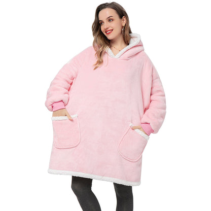 Oversized Wearable Blanket Hoodie with Pocket – Soft Fleece Throw for Couch & Bed – One Size Adults & Teens