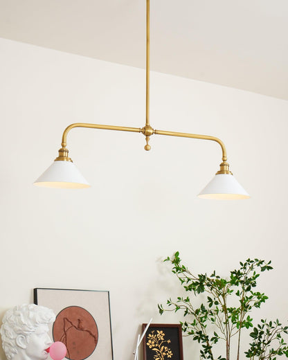 Dual-Head Island Pendant Light with Adjustable Height – Aluminum & Ceramic Shades for Kitchen, Dining Room & Living Space – Dimmable LED Fix