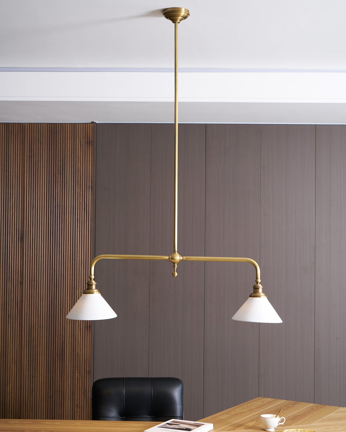 Dual-Head Island Pendant Light with Adjustable Height – Aluminum & Ceramic Shades for Kitchen, Dining Room & Living Space – Dimmable LED Fix