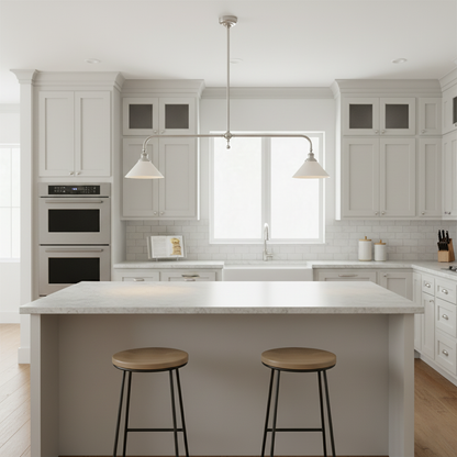 Dual-Head Island Pendant Light with Adjustable Height – Aluminum & Ceramic Shades for Kitchen, Dining Room & Living Space – Dimmable LED Fix